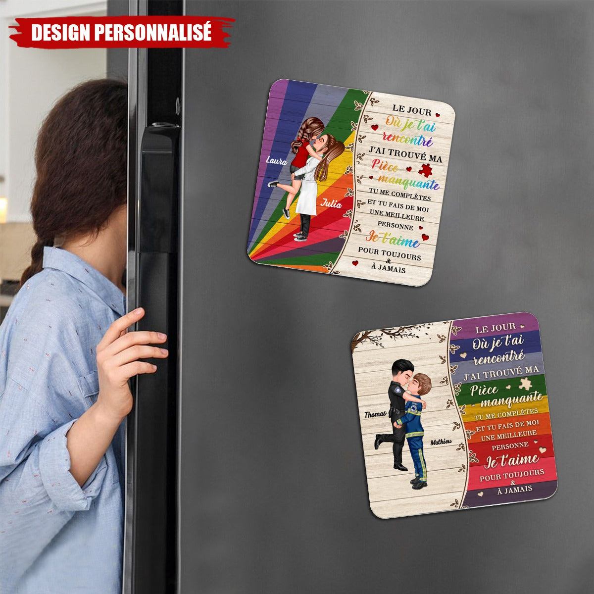 Aimants de Réfrigérateur en Acrylique Personnalisés – Cadeau Romantique et Unique