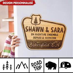 Magnet Frigo en Bois Personnalisé - Souvenir de Voyage Romantique pour Couple