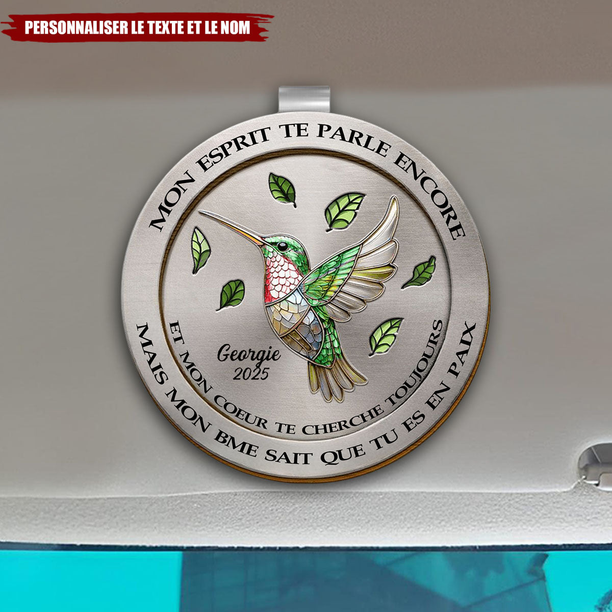 Clip commémoratif personnalisé visière de voiture - "mon esprit vous parle encore"