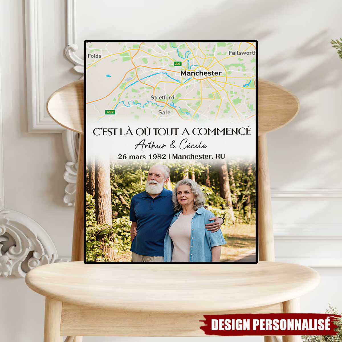 Affiche Personnalisée “C’est Là Où Tout a Commencé” – Carte du Lieu & Photo