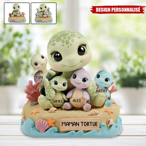 Plaque Personnalisée – Famille Tortues avec Prénoms