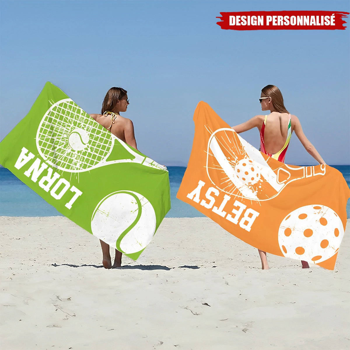 Serviette de Plage Personnalisée avec Nom et Numéro – Design Sportif Unique