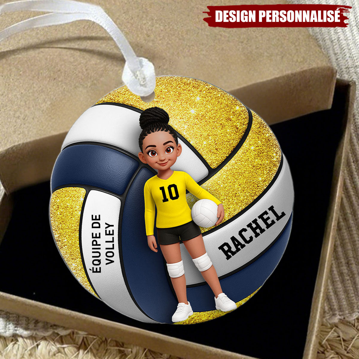 Ornement de Noël Volleyball Personnalisé - Cadeau Unique pour les Fans de Sport