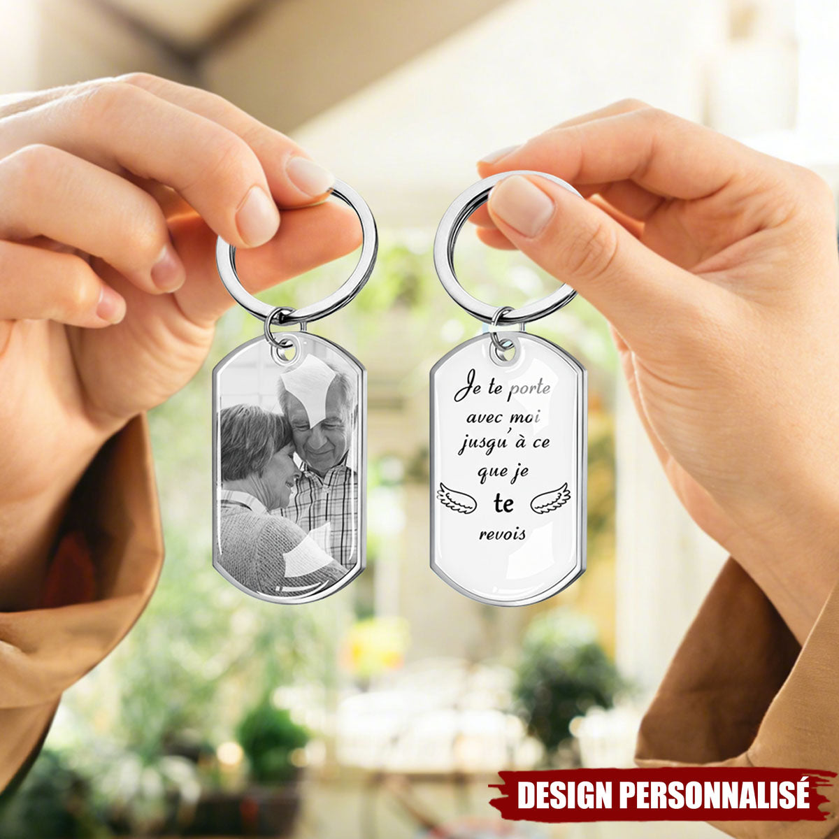 Porte-clés personnalisé avec photo – “Je te porte avec moi jusqu’à ce que je te revois”