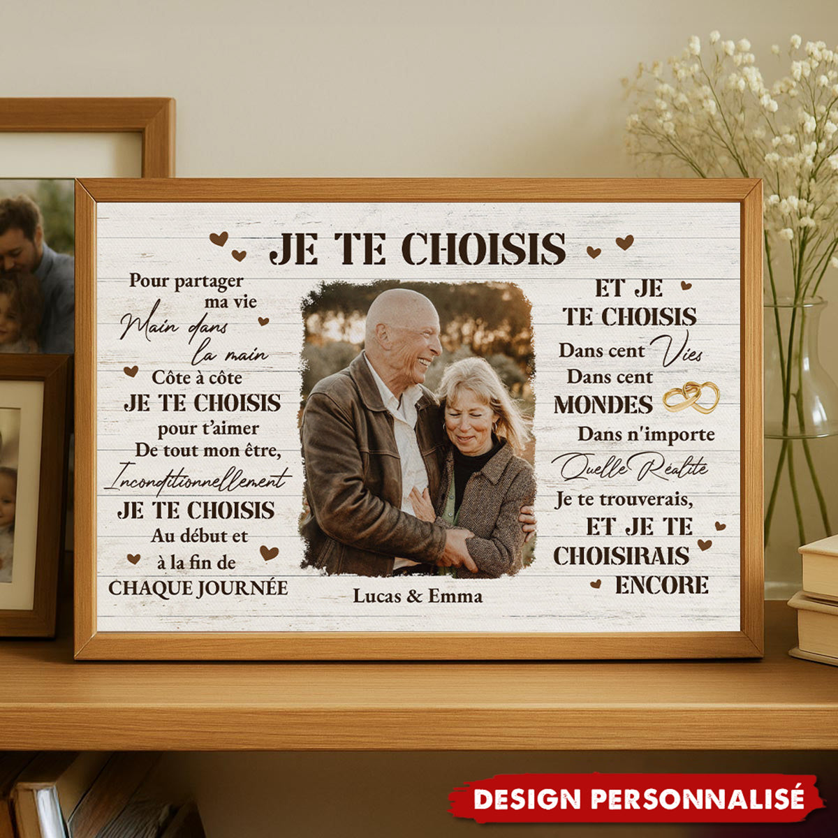 Affiche Personnalisée Couple avec Photo – Je Te Choisis