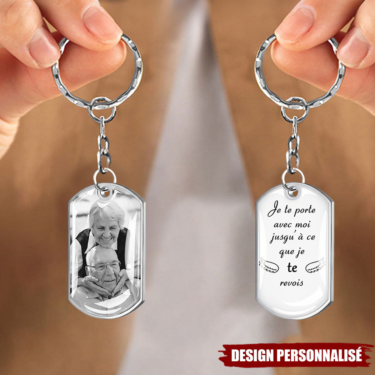 Porte-clés personnalisé avec photo – “Je te porte avec moi jusqu’à ce que je te revois”