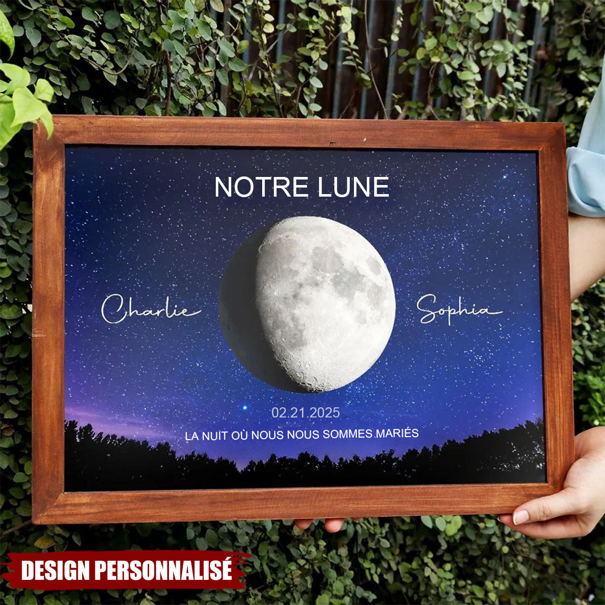 Affiche Personnalisée « Notre Lune » – Poster Romantique avec Noms et Date Spéciale