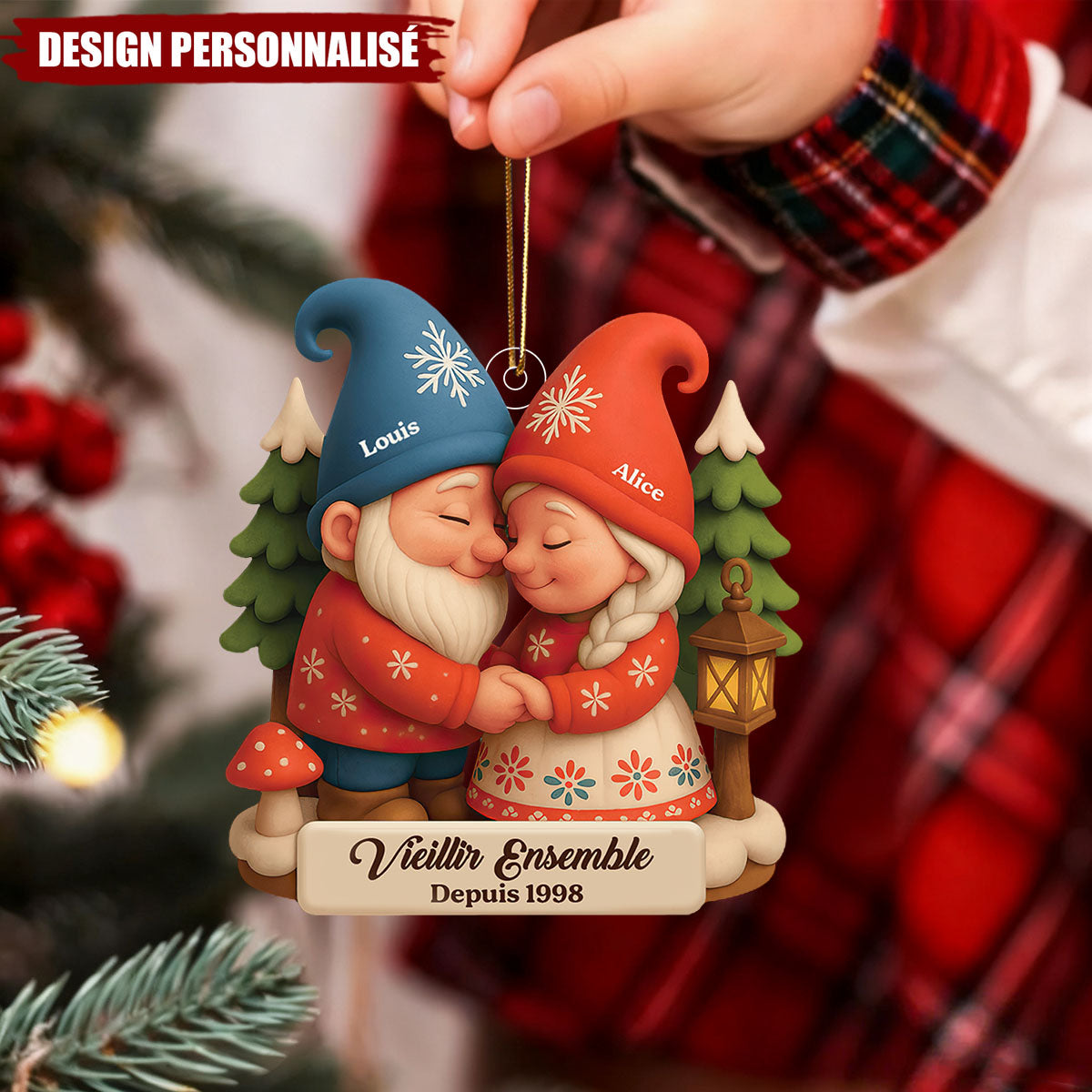 Ornement de Noël Personnalisé - Cadeau Unique pour Amoureux