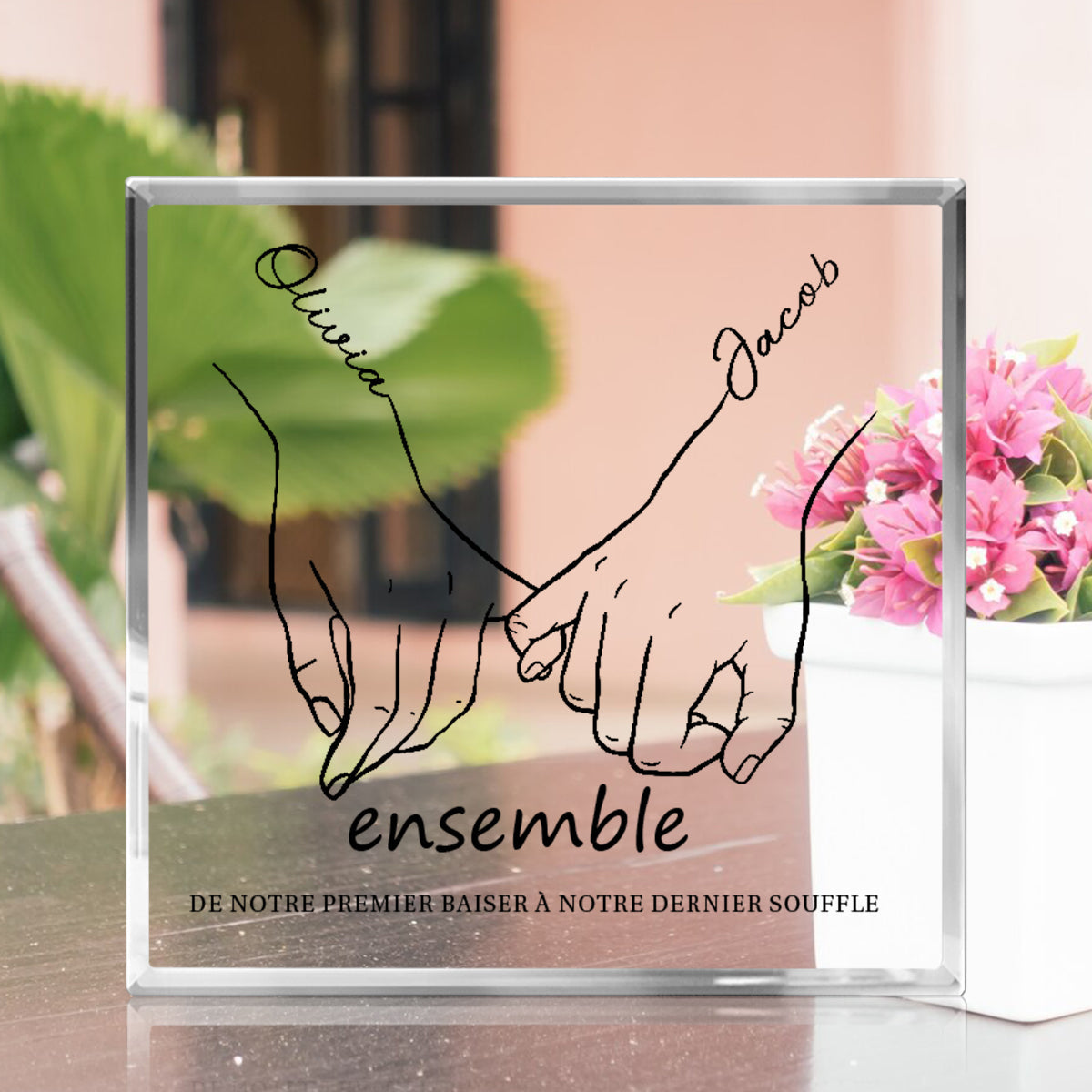 Je t’aime pour toujours et toujours - Couple personnalisé personnalisé carré en forme de Plaque acrylique - cadeau pour mari femme, anniversaire