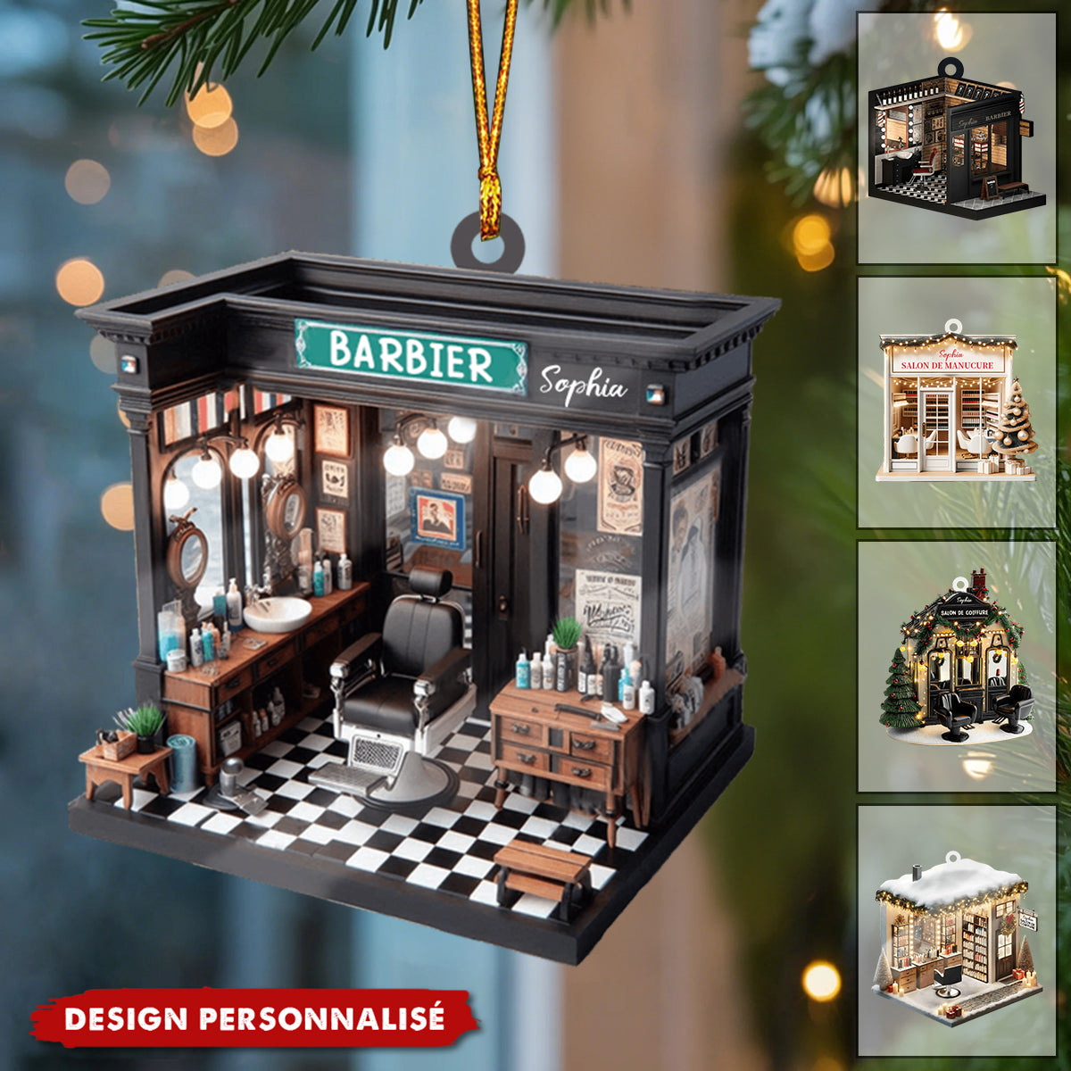Décoration Personnalisée Salon – Ornement Miniature pour Manucure, Coiffure & Barbier