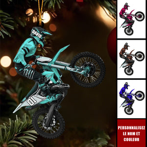 Ornement Motocross Personnalisé – Cadeau Unique pour Motard