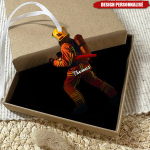 Ornement de Sapin Personnalisé Pompier – Cadeau de Noël Unique et Touchant