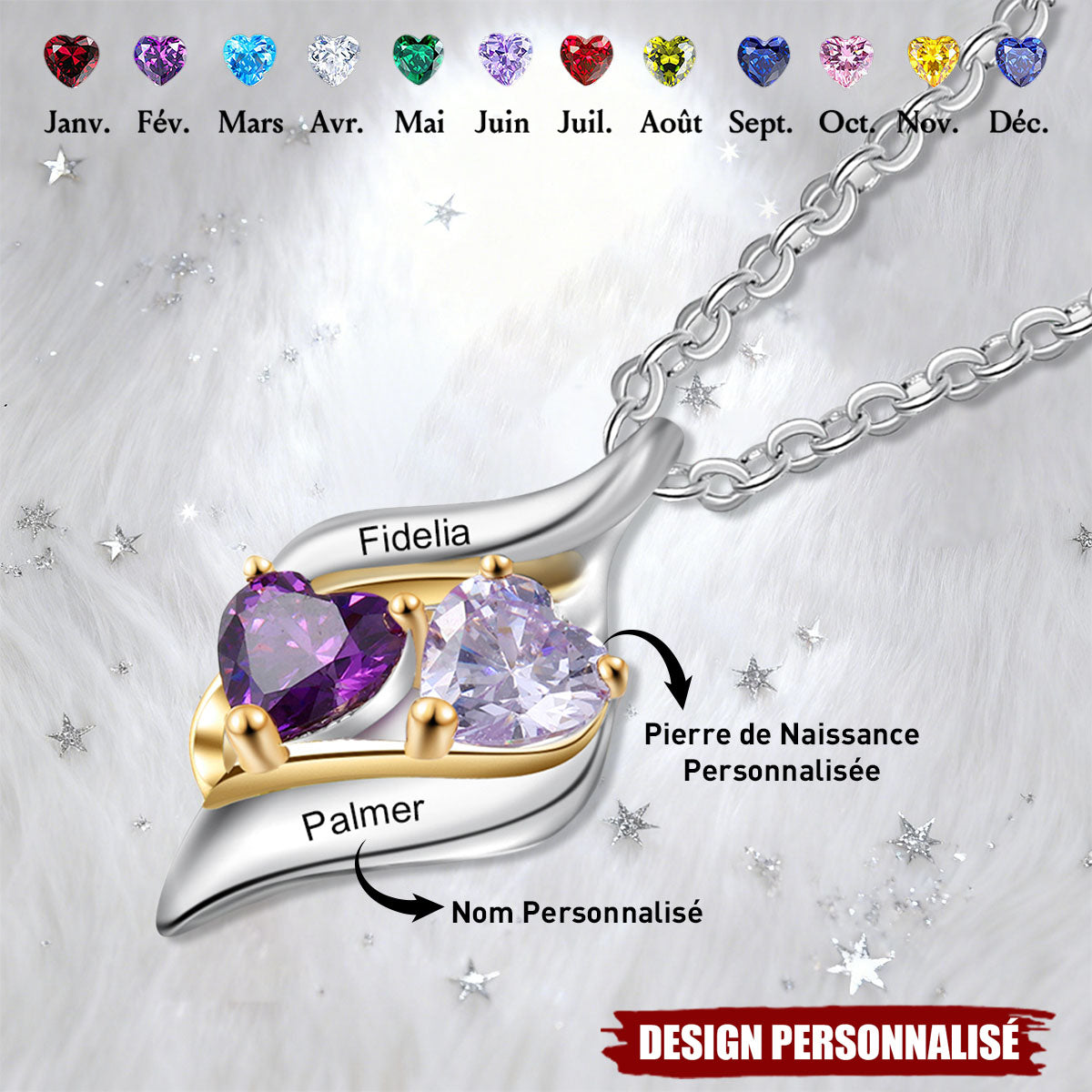 Collier Cœurs Entrelacés Personnalisé – Cadeau Romantique et Unique