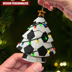 Ornement de Noël Personnalisé en Forme de Sapin – Design Sportif Unique