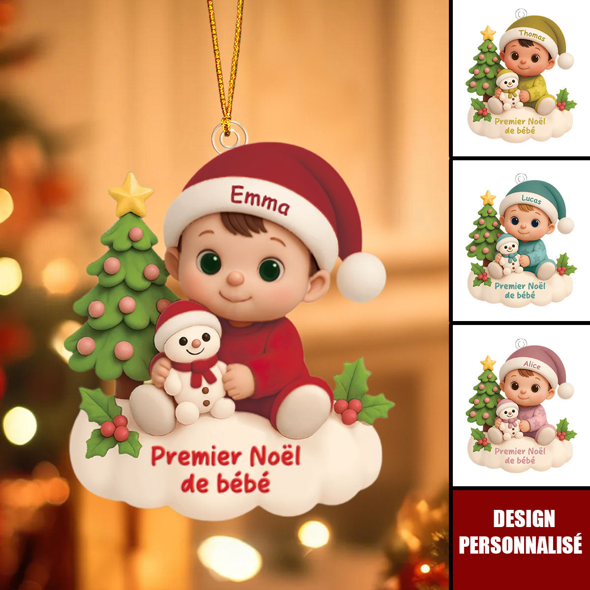 Décoration de Sapin Personnalisée – Le Premier Noël de Mon Bébé