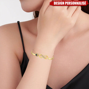 Bracelet Infini Personnalisé avec Pierre de Projection – Cadeau Symbolique d’Amour Éternel