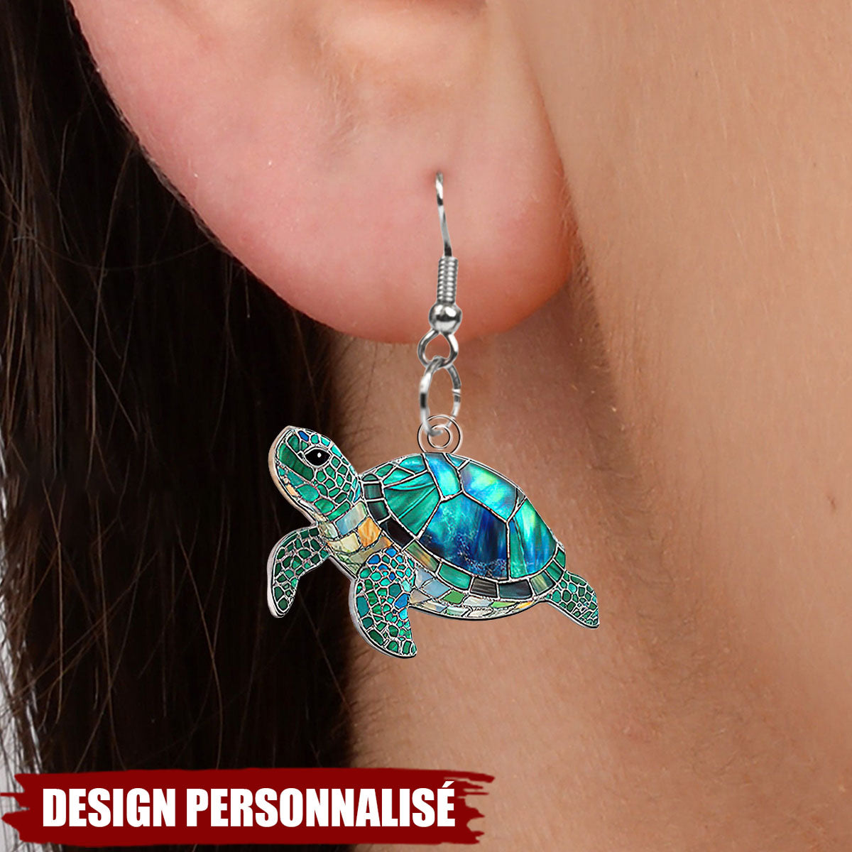 Créoles en Acrylique Personnalisées –  Style Vitrail Inspiré de la Plage