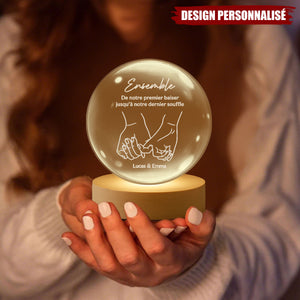 Veilleuse Boule De Cristal Personnalisée - Je t’aime pour toujours et à jamais
