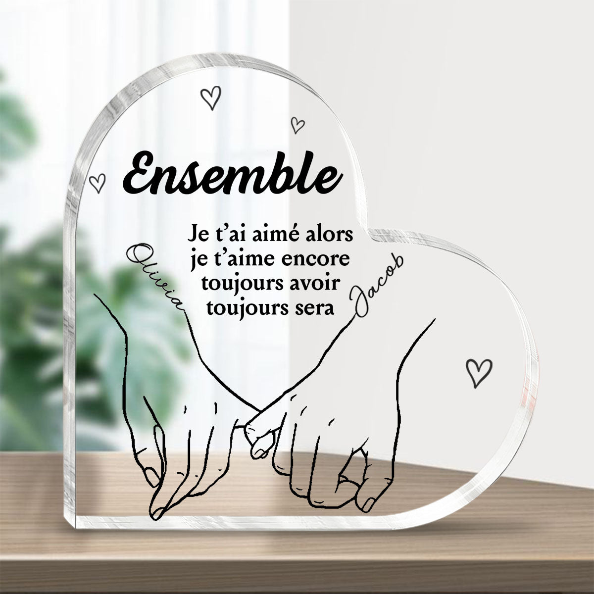 Couple personnalisé personnalisé Plaque acrylique en forme de coeur - cadeau pour mari femme, anniversaire