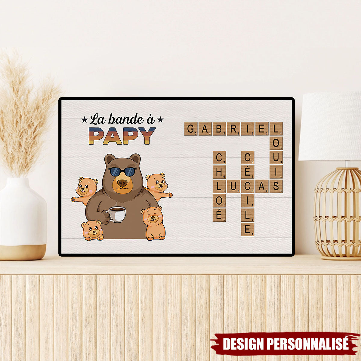 Affiche Personnalisé ‘La Bande à Papy / Mamie’ – Cadeau Familial avec Noms et Ours Adorables