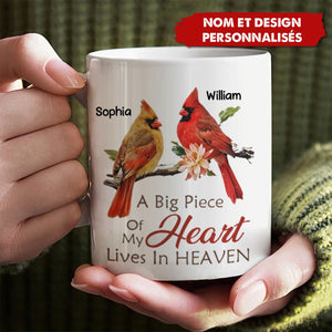 Mug Commémoratif Personnalisé Cardinal – "Une Grande Partie de Mon Cœur Vit au Paradis"