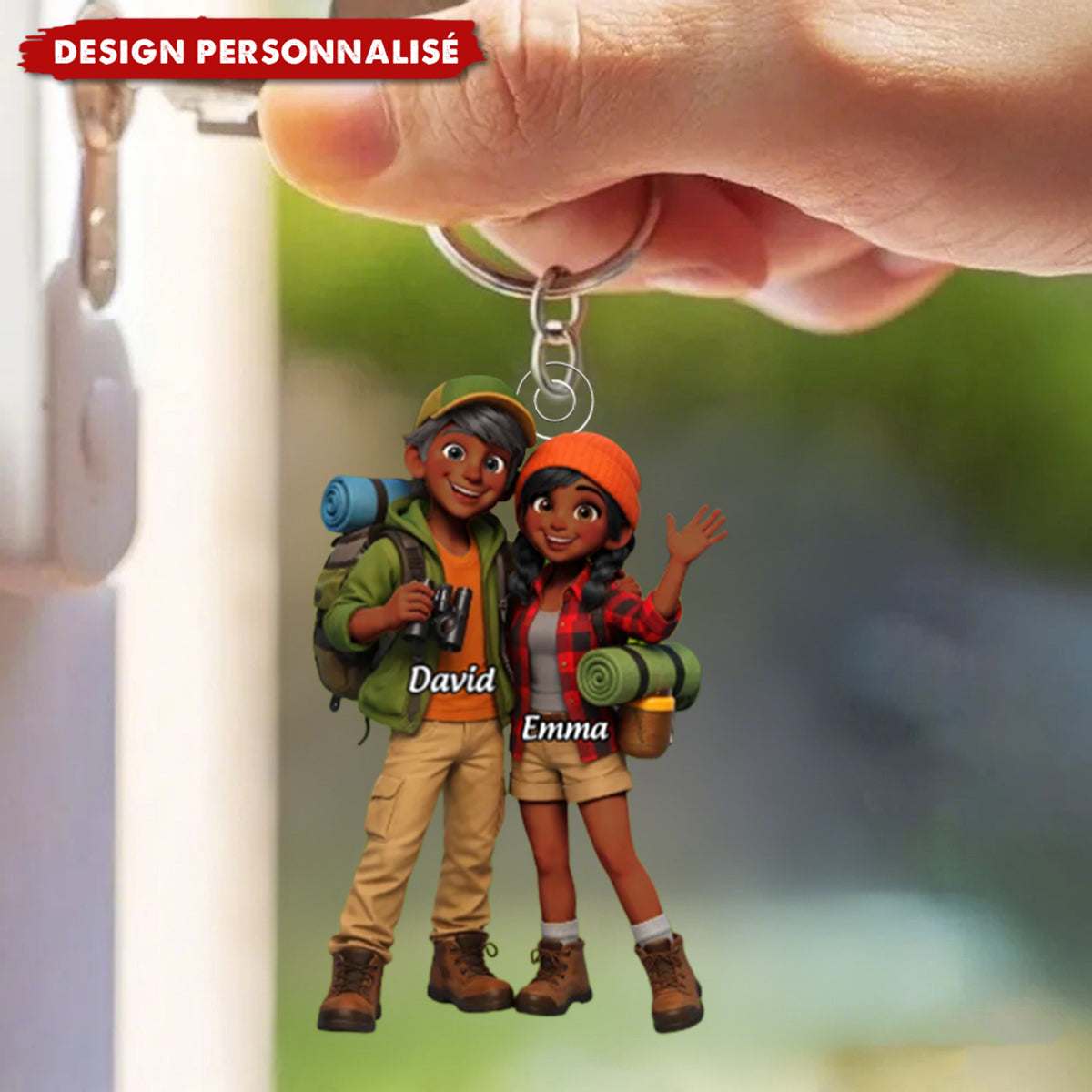 Porte-clés Personnalisé Randonneur Couple - Cadeau Aventure Amoureux