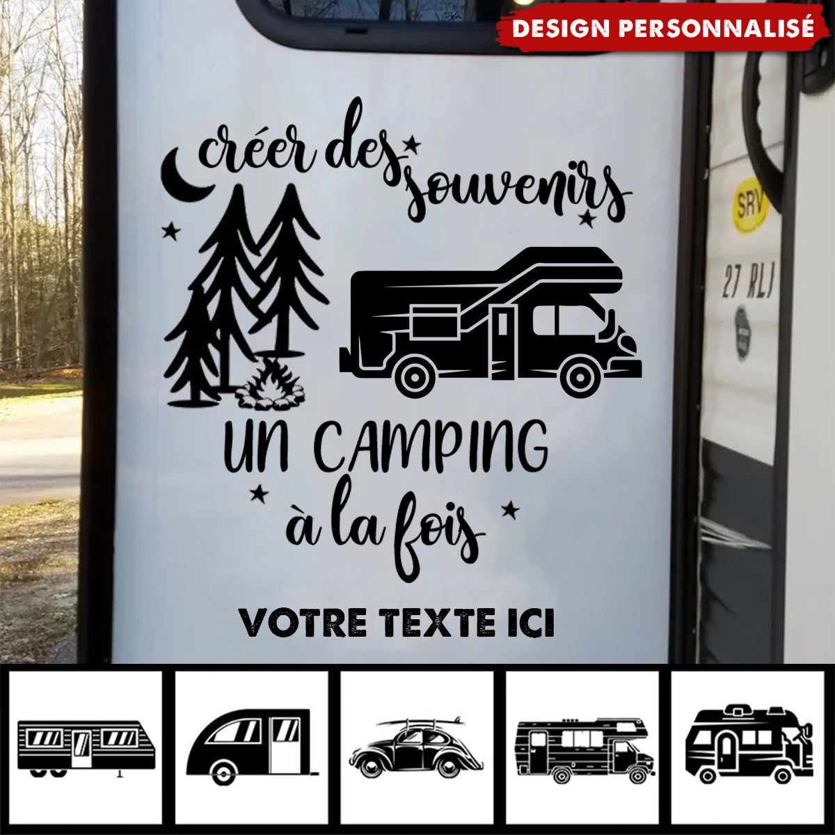 Autocollant Camping Personnalisé – Créez des Souvenirs, Un Camping à la Fois