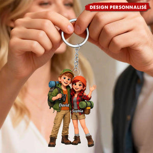 Porte-clés Personnalisé Randonneur Couple - Cadeau Aventure Amoureux