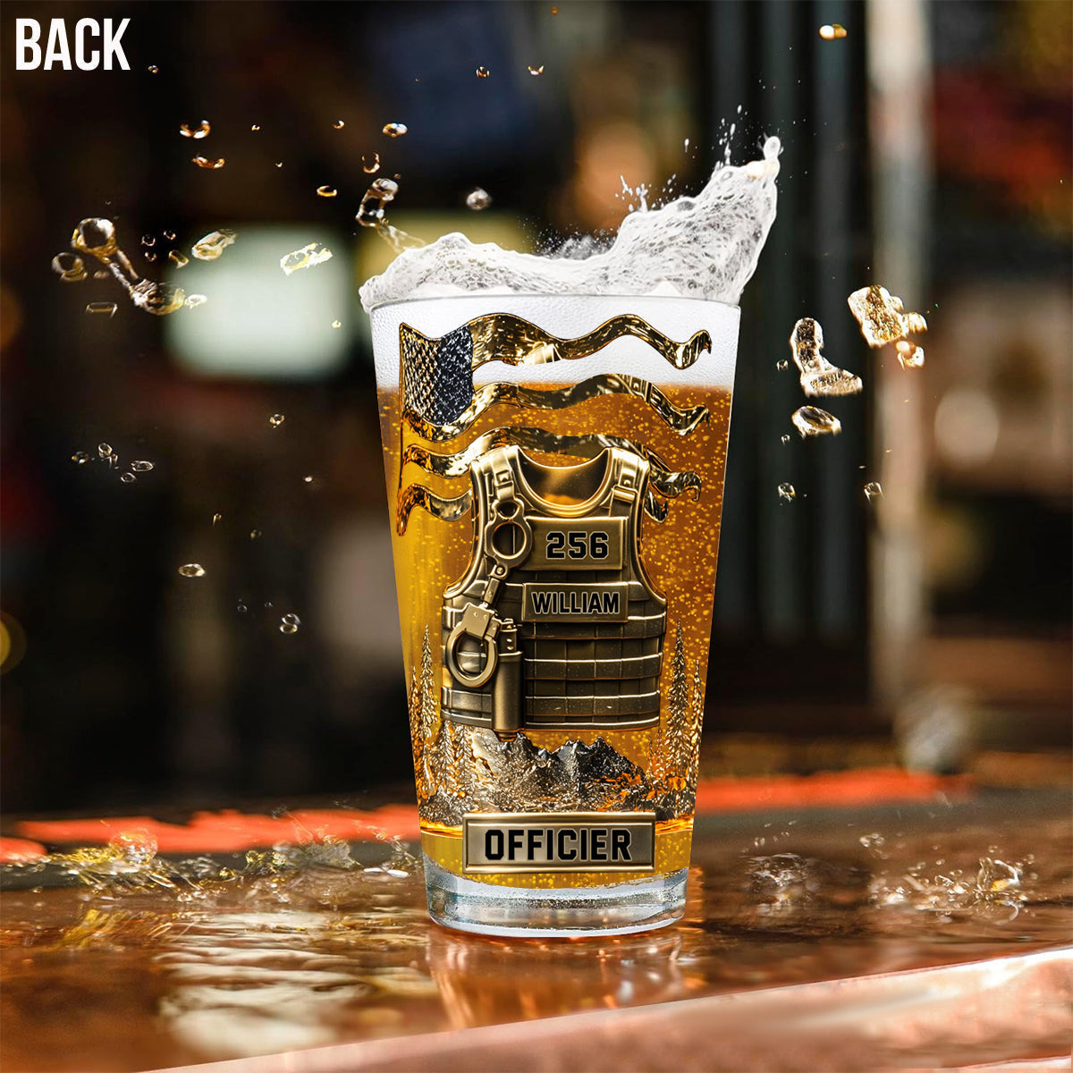 Servir et Protéger – Verre à Bière Personnalisé pour Policier