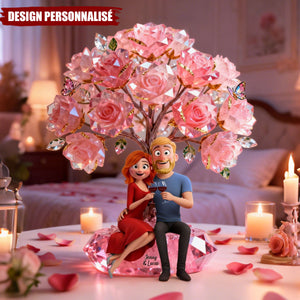 Plaque de Couple Arbre de Roses Personnalisée - Souvenir de Votre Amour