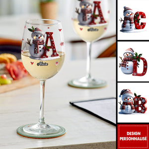 Verres à Vin Personnalisés – Flocon de Neige & Bonhomme de Neige pour Noël