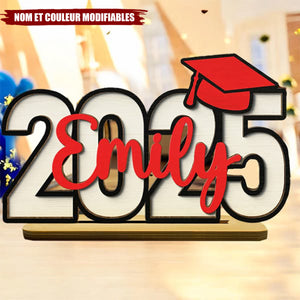 Plaque en Bois Personnalisée avec Prénom – Souvenir de Remise de Diplôme 2025