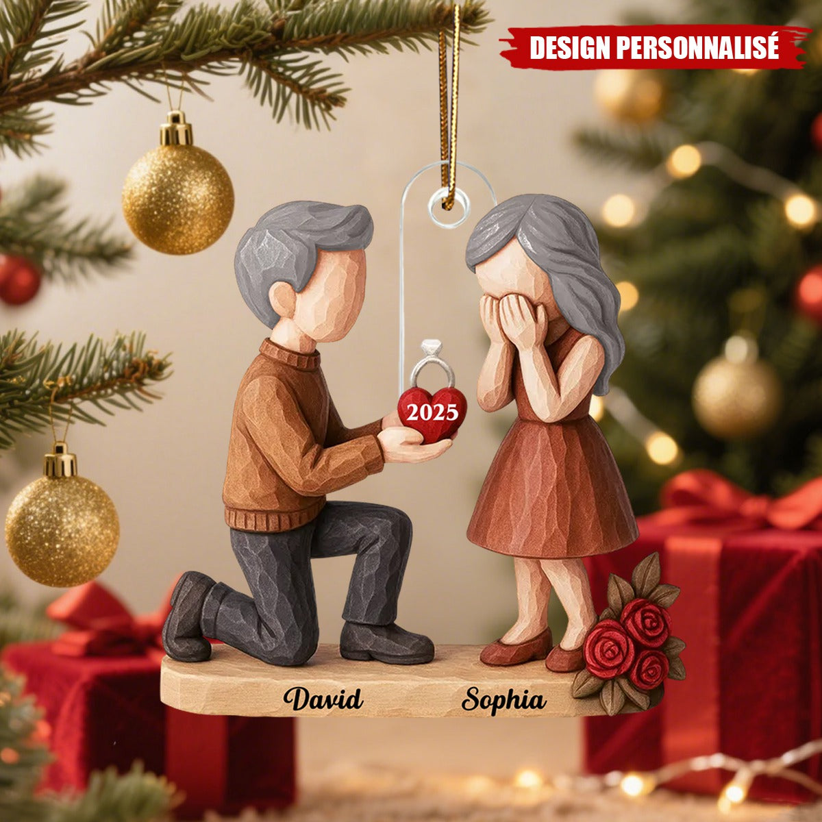 Ornement de Mariage Personnalisé – Cadeau de Fiançailles pour Couples