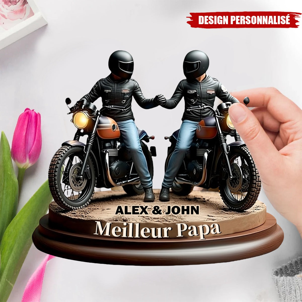 Plaque Personnalisée Motard Père & Fils – Meilleur Papa