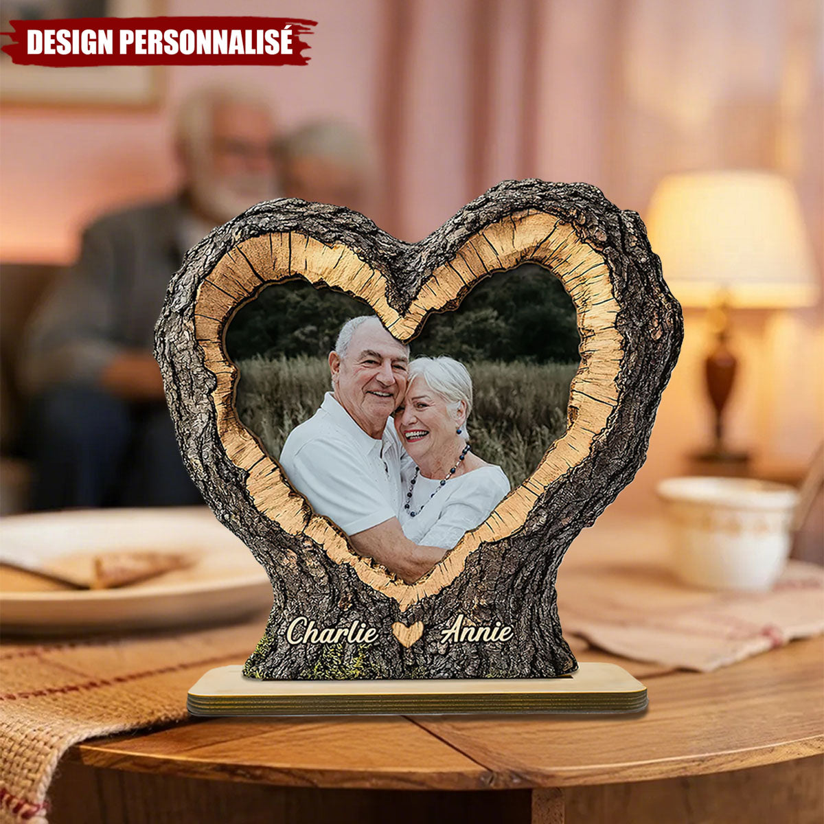 Plaque en Bois en Forme de Cœur Personnalisée - Cadeau de Saint-Valentin pour Lui, pour Elle