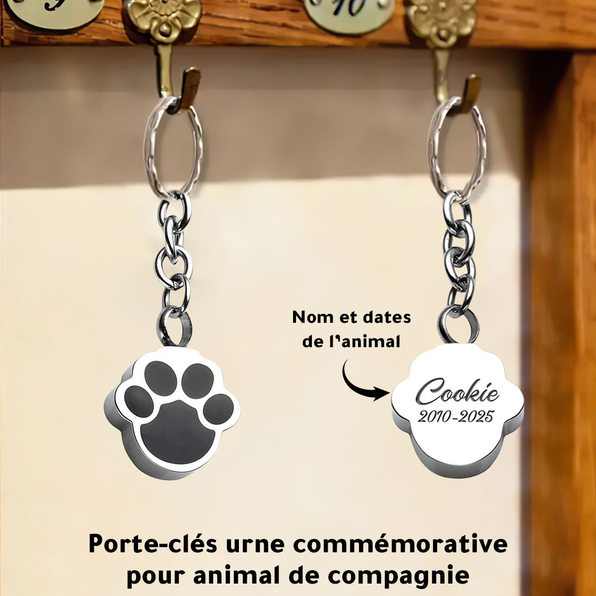 Porte-clés Urne Mémoriale Personnalisée – Patte d’Animal