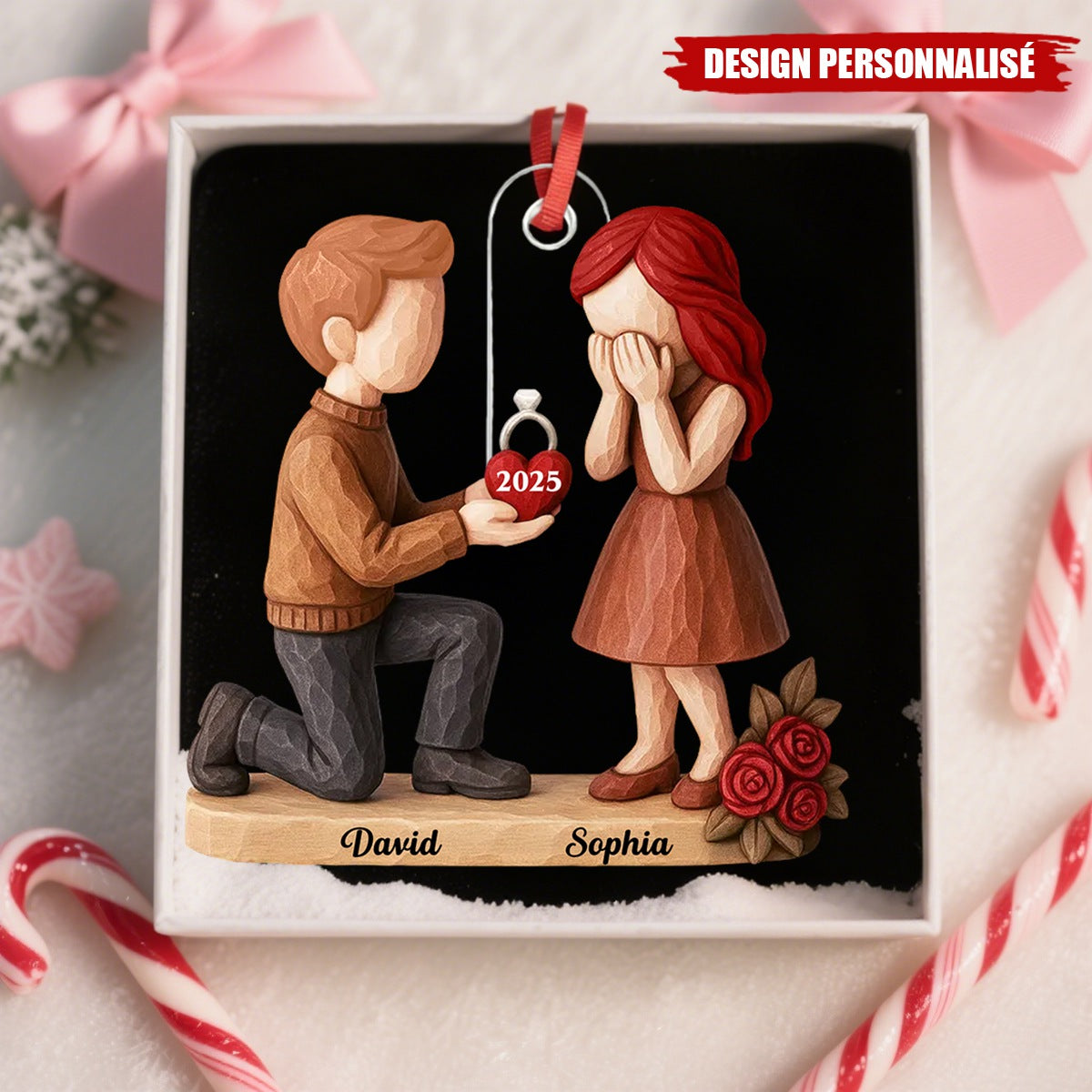 Ornement de Mariage Personnalisé – Cadeau de Fiançailles pour Couples