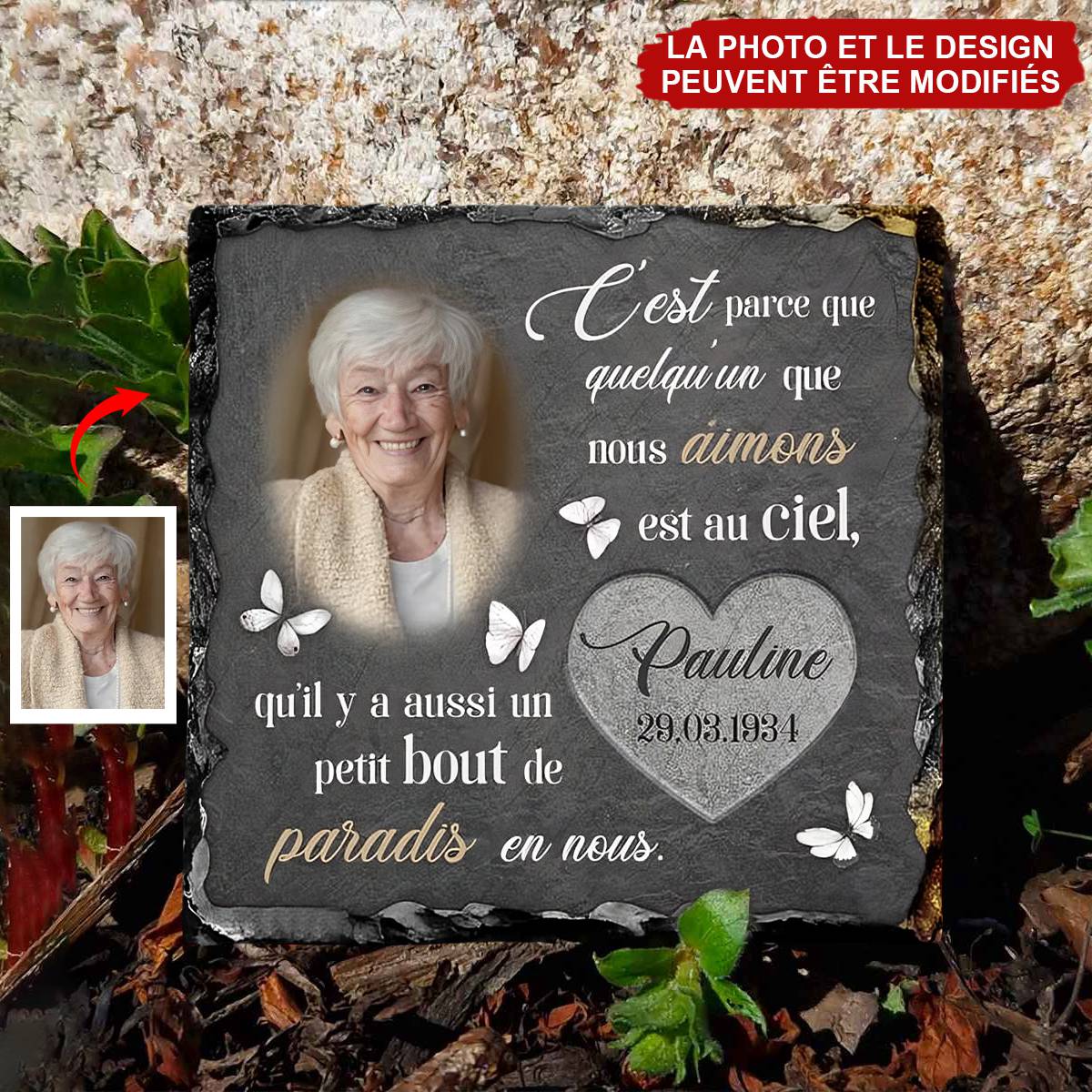 Pierre Tombale Mémorial Personnalisée - Un Petit Bout de Paradis