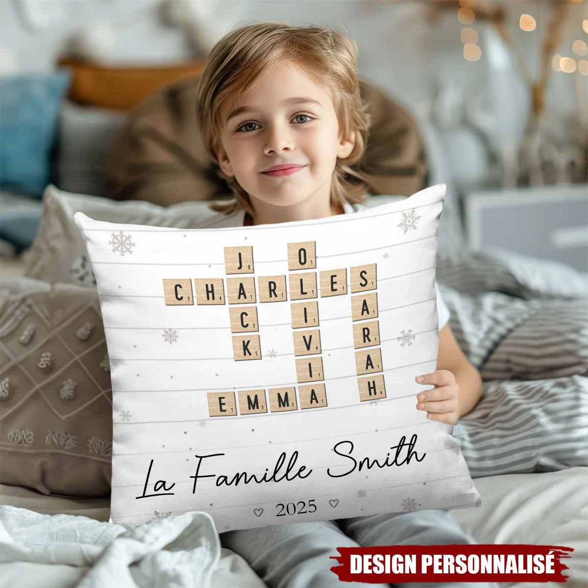 Coussin Personnalisé Famille – Cadeau de Noël pour les Membres de la Famille