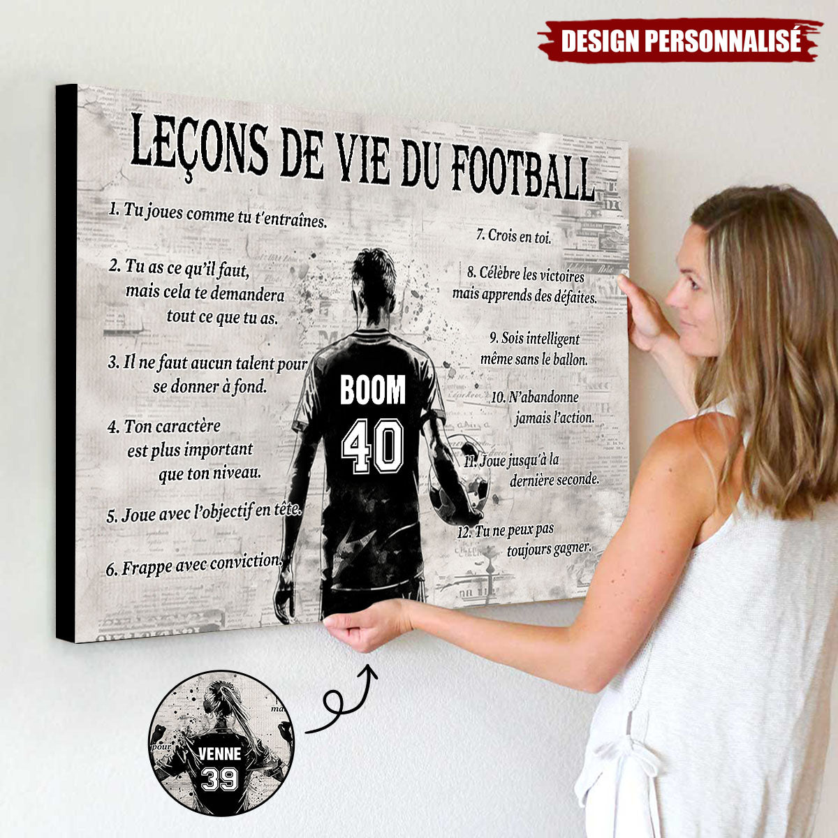 Affiche Personnalisée Leçons de Vie du Football – Cadeau pour les Passionnés de Football