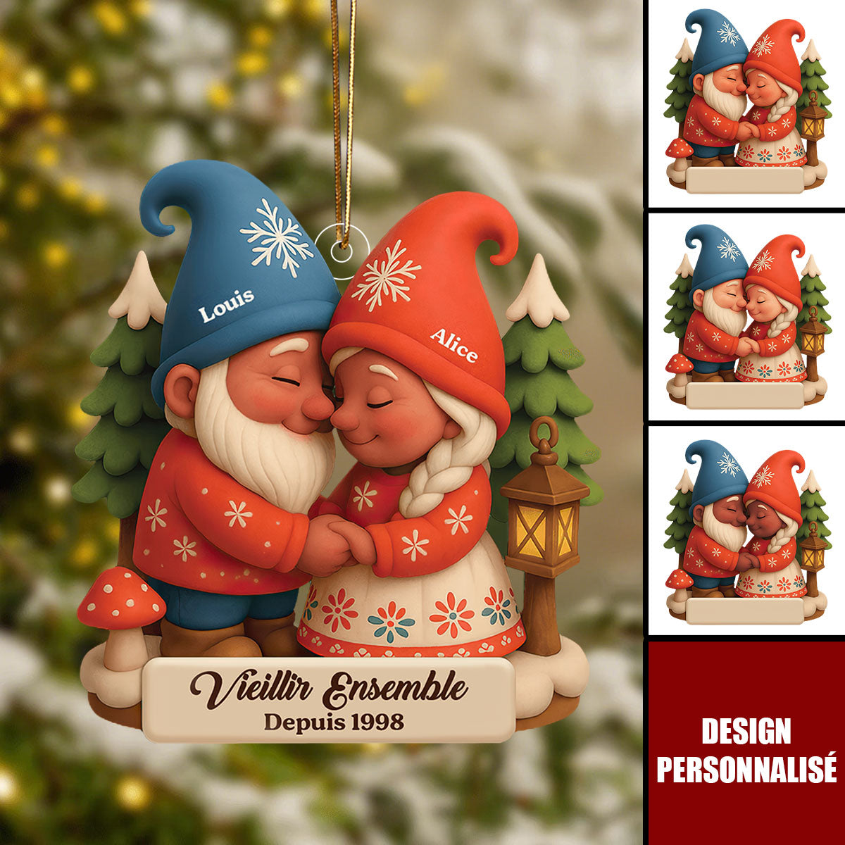 Ornement de Noël Personnalisé - Cadeau Unique pour Amoureux