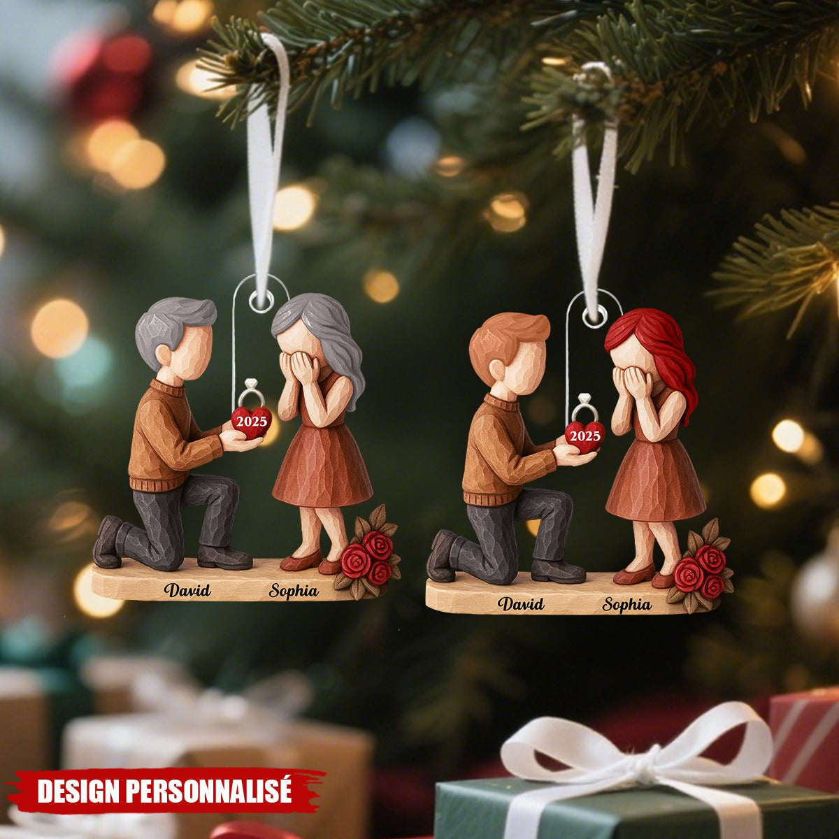 Ornement de Mariage Personnalisé – Cadeau de Fiançailles pour Couples