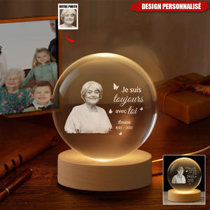 Lampe Souvenir Personnalisée en Cristal – “Je suis toujours avec toi”