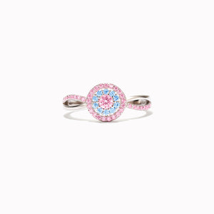 Bague "Maman d’un Ange" – Design Personnalisé avec Pierres Roses et Bleues