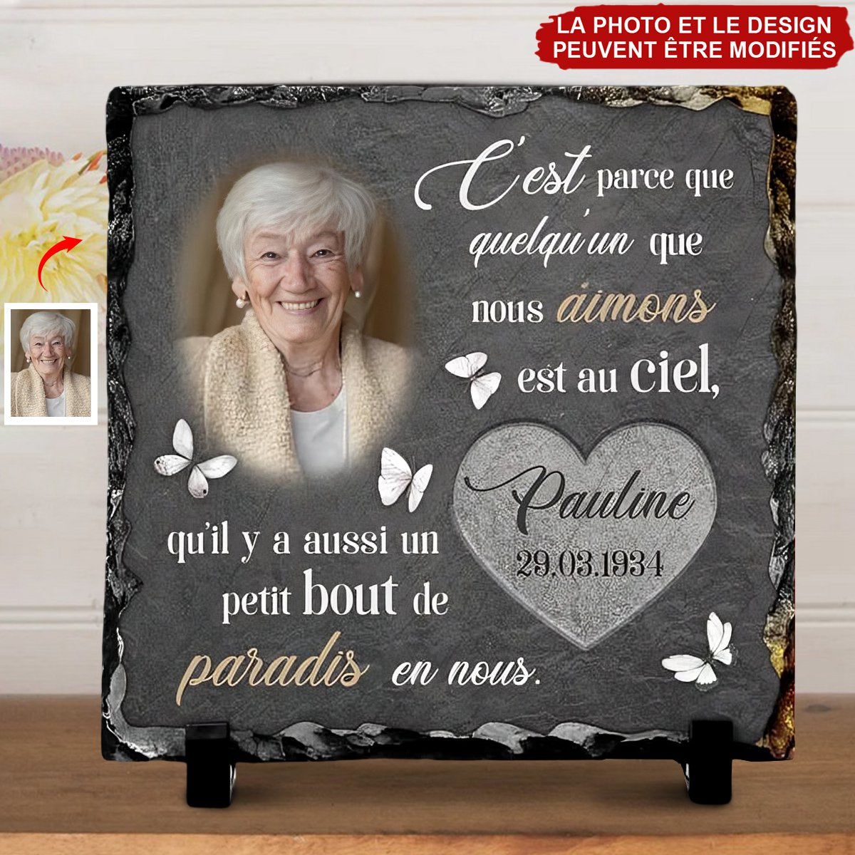 Pierre Tombale Mémorial Personnalisée - Un Petit Bout de Paradis