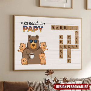 Affiche Personnalisé ‘La Bande à Papy / Mamie’ – Cadeau Familial avec Noms et Ours Adorables