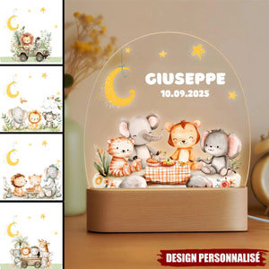Lampe LED Personnalisée – Animaux de la Savane sous la Lune