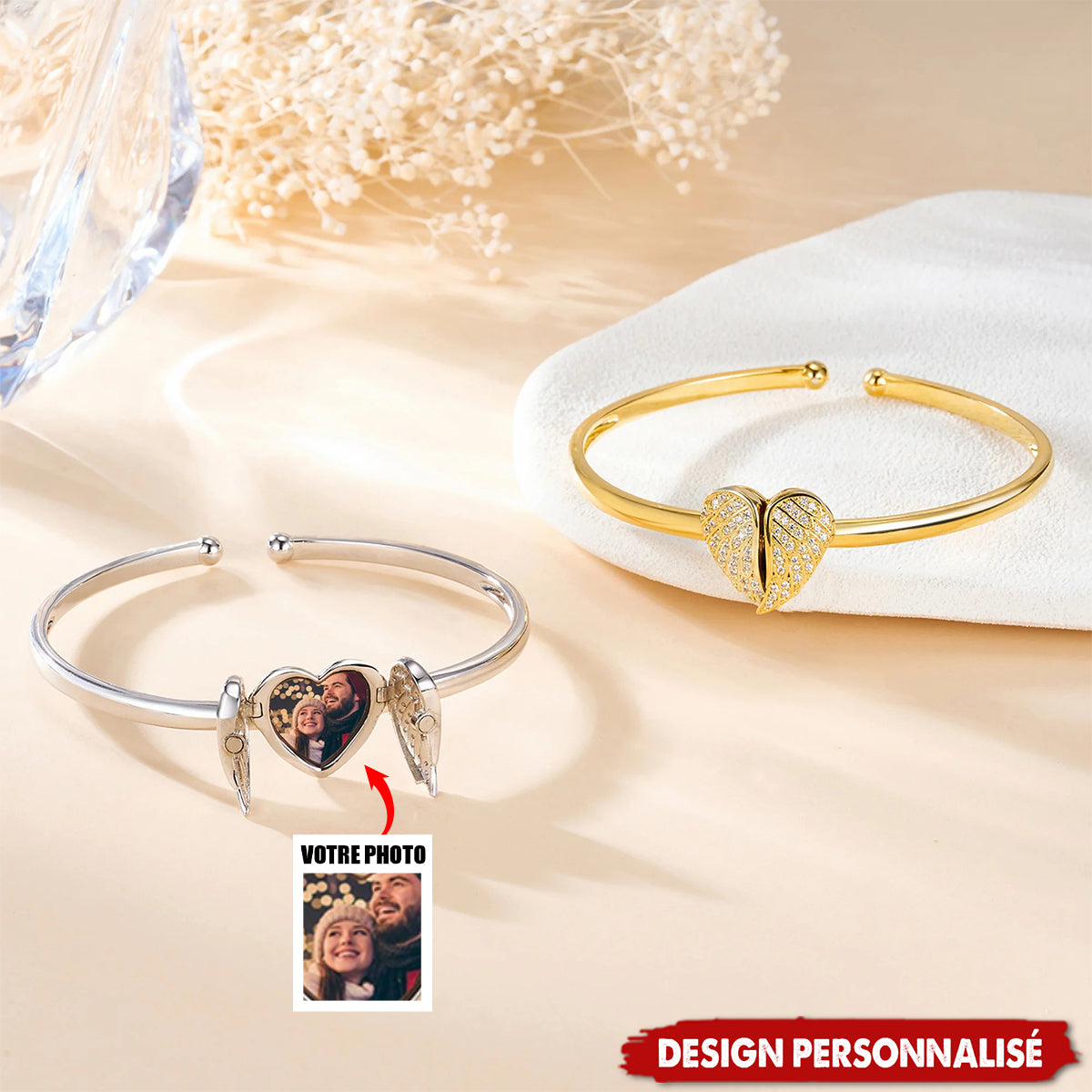 Bracelet Cœur Photo Personnalisé – Cadeau Personnalisé Plein d’Émotion
