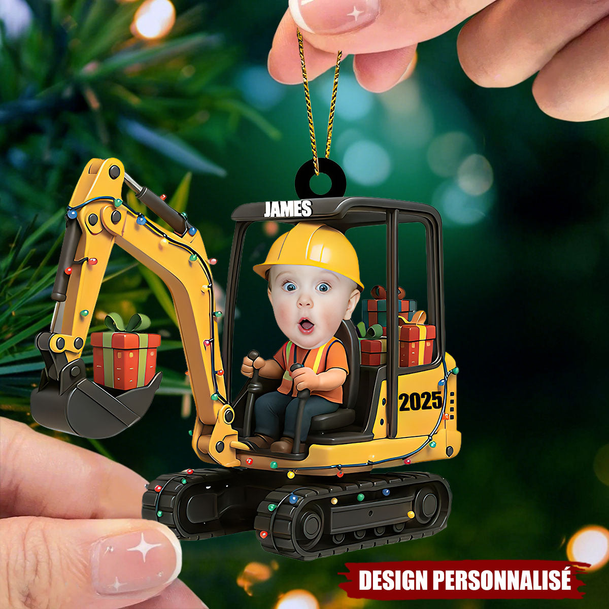 Décoration de Noël Personnalisée – Petit Conducteur de Pelleteuse