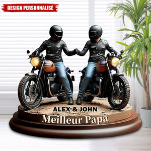 Plaque Personnalisée Motard Père & Fils – Meilleur Papa